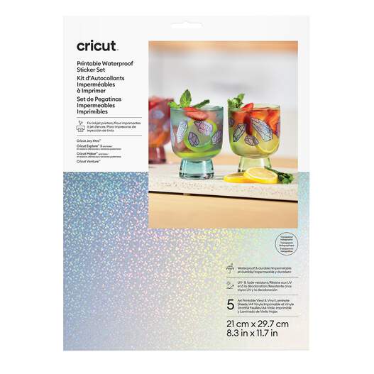 Printable Waterproof Holographic Sticker Set &ndash; A4 (5 ct), Transparent